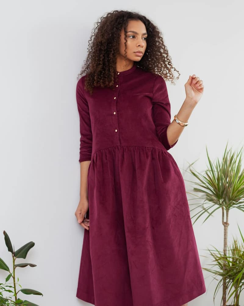 Linen Smock Midi Dress